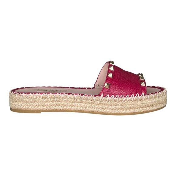 Valentino Garavani Shoes - Valentino Garavani Rockstud Double Espadrille Platform Slide Sandals